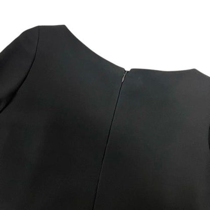 Prada Dress Crew Neck Aline Gathered 3/4 Sleeve Knee Length 38 Black