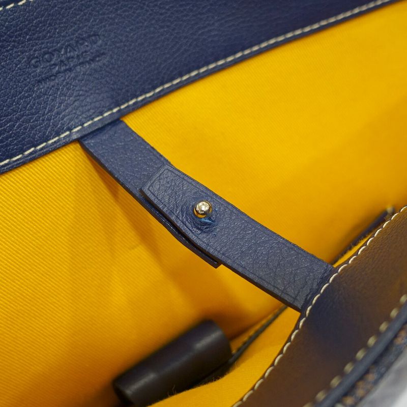 Goyard Sac Voltaire Herringbone Tote Canvas Navy Silver
