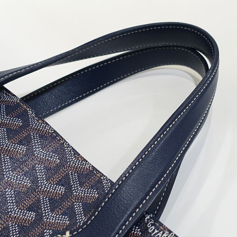 Goyard Sac Voltaire Herringbone Tote Canvas Navy Silver