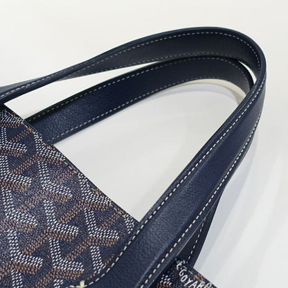 Goyard Sac Voltaire Herringbone Tote Canvas Navy Silver
