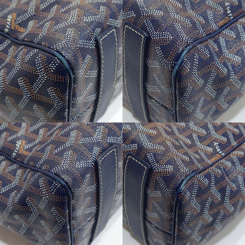 Goyard Sac Voltaire Herringbone Tote Canvas Navy Silver