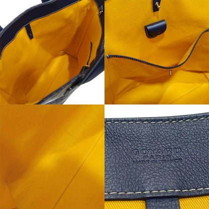 Goyard Sac Voltaire Herringbone Tote Canvas Navy Silver