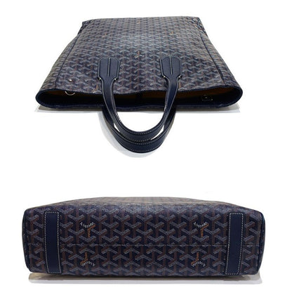 Goyard Sac Voltaire Herringbone Tote Canvas Navy Silver