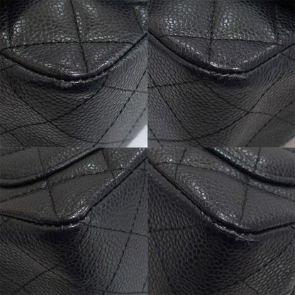 Chanel Mini Quilted Shoulder Bag Caviar Leather Black Silver
