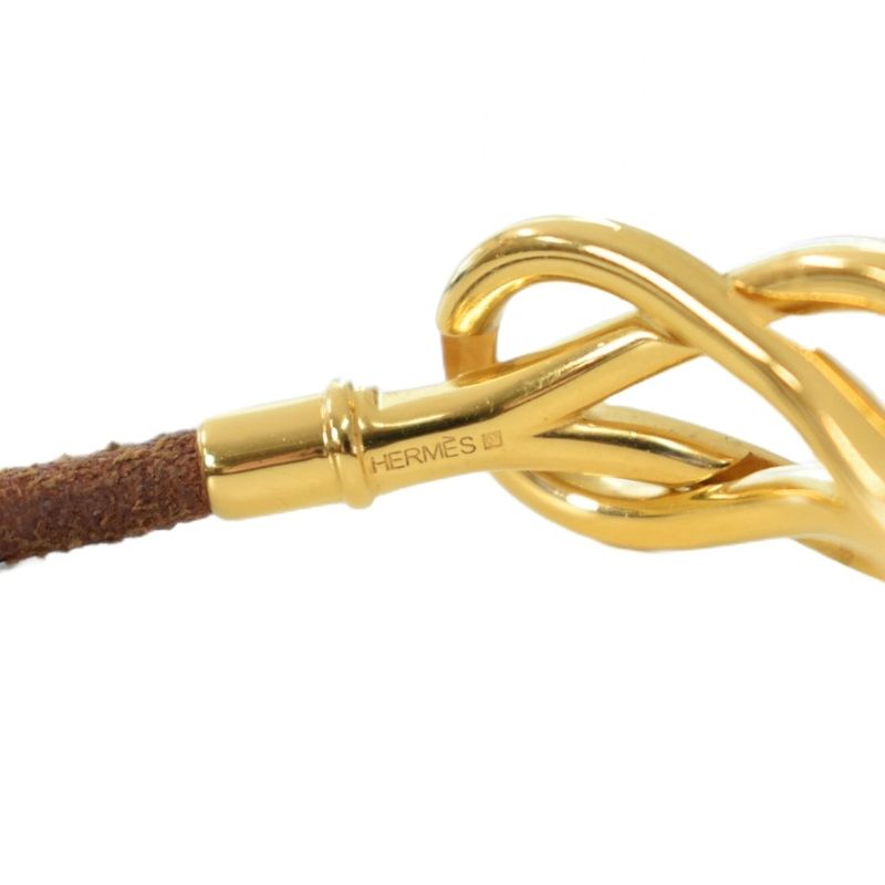 Hermes Atame Bracelet Leather Brown Gold