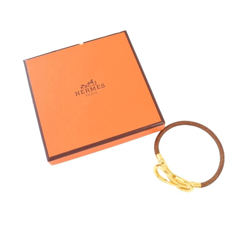 Hermes Atame Bracelet Leather Brown Gold