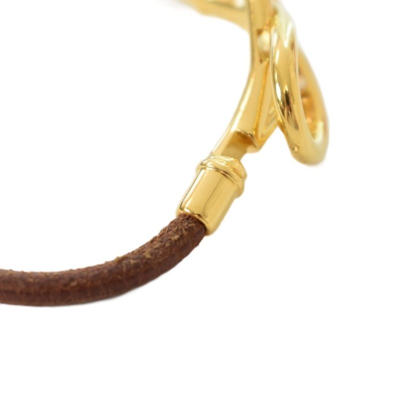 Hermes Atame Bracelet Leather Brown Gold
