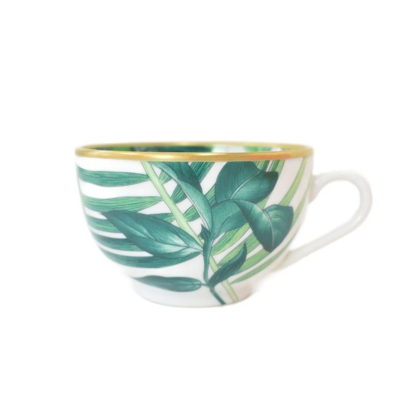 Hermes Passifolia Collection Tea Cup & Saucer Set for 2 Tableware Green