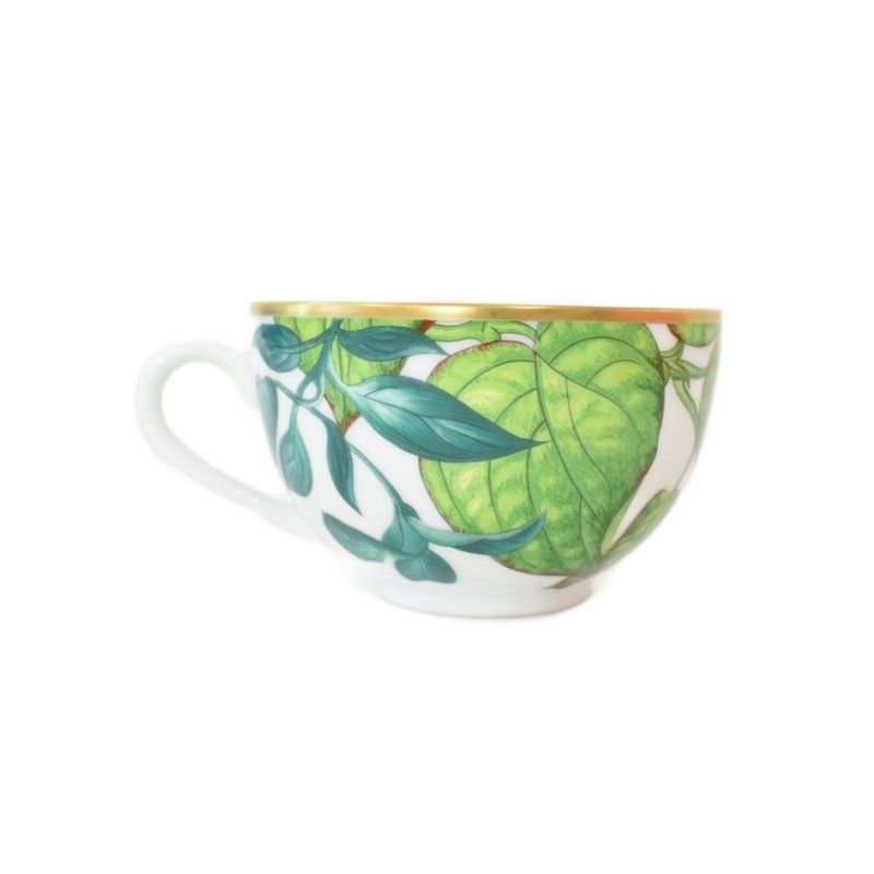 Hermes Passifolia Collection Tea Cup & Saucer Set for 2 Tableware Green