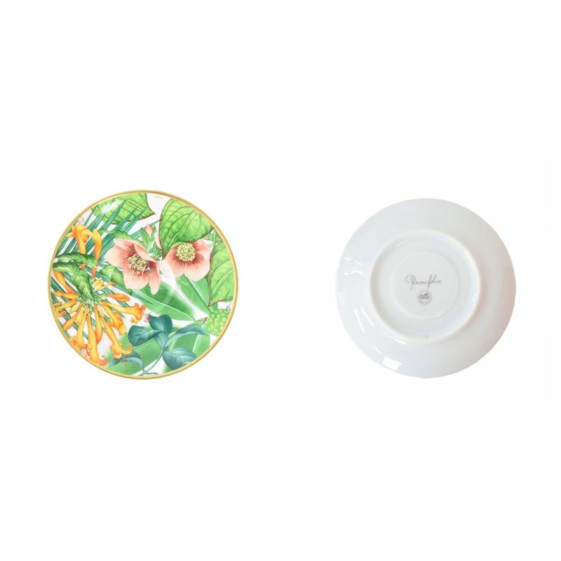 Hermes Passifolia Collection Tea Cup & Saucer Set for 2 Tableware Green