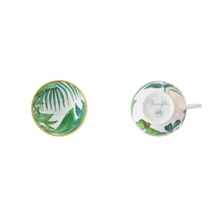 Hermes Passifolia Collection Tea Cup & Saucer Set for 2 Tableware Green