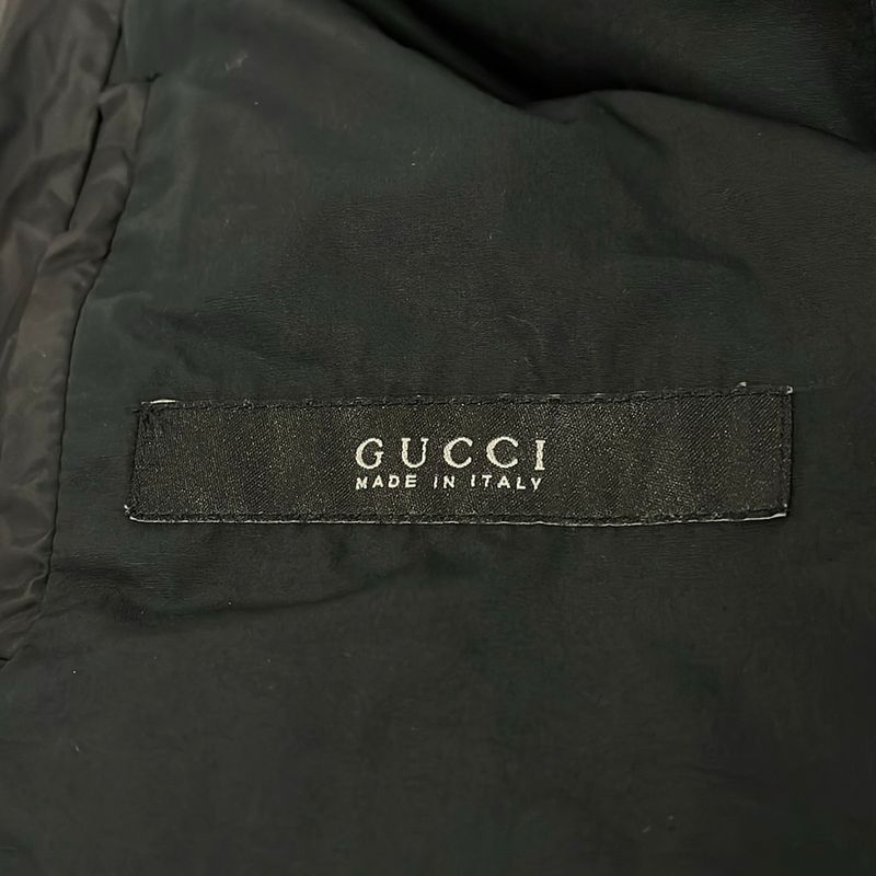 Gucci Down Jacket 46 S Black Long Sleeve Zip Up Hood Winter