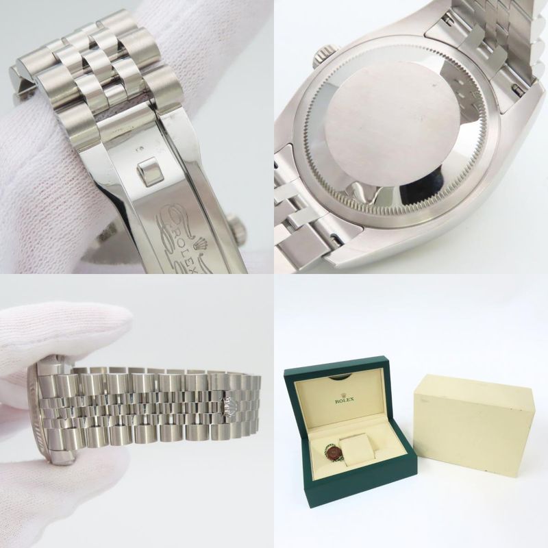 Rolex Watch Datejust 36 Stainless Steel 18k White Gold Silver Dial Bar Index