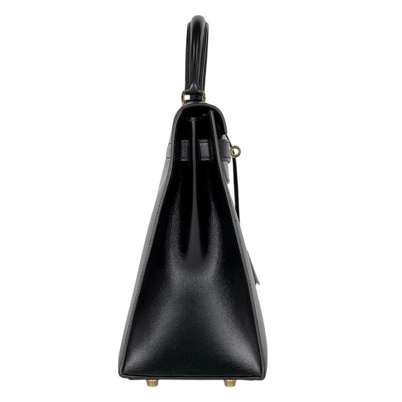 Hermes Kelly 32 Sellier 2-Way Handbag Box Calf Black