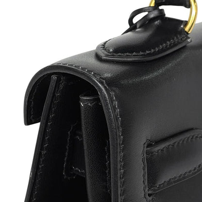 Hermes Kelly 32 Sellier 2-Way Handbag Box Calf Black