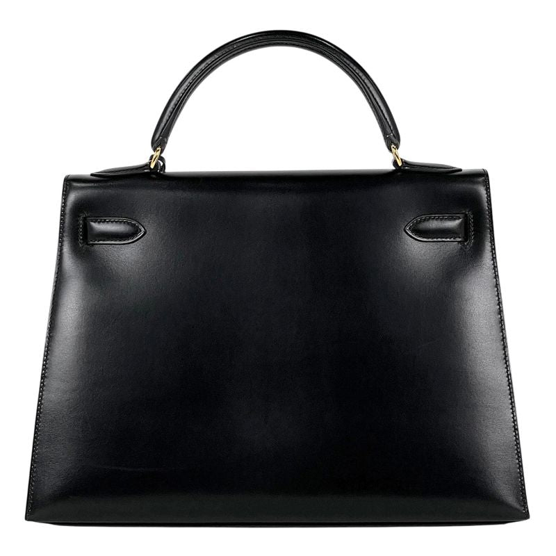 Hermes Kelly 32 Sellier 2-Way Handbag Box Calf Black