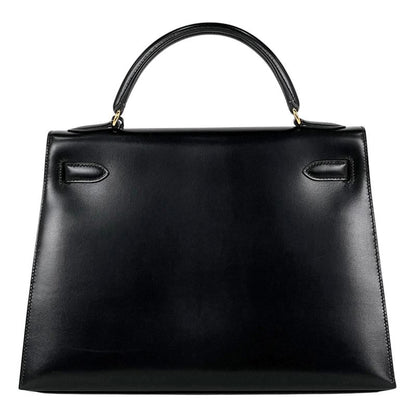 Hermes Kelly 32 Sellier 2-Way Handbag Box Calf Black