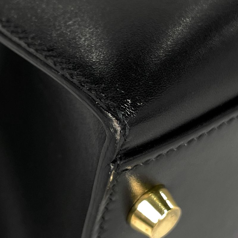 Hermes Kelly 32 Sellier 2-Way Handbag Box Calf Black