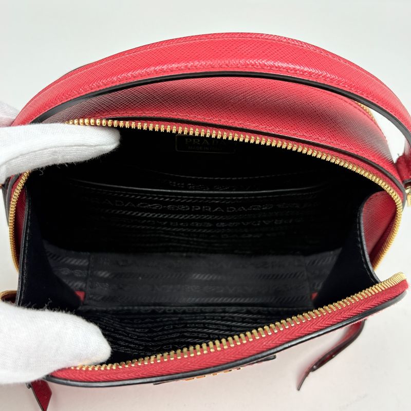 Prada Handbag Odette 2-Way Leather Red