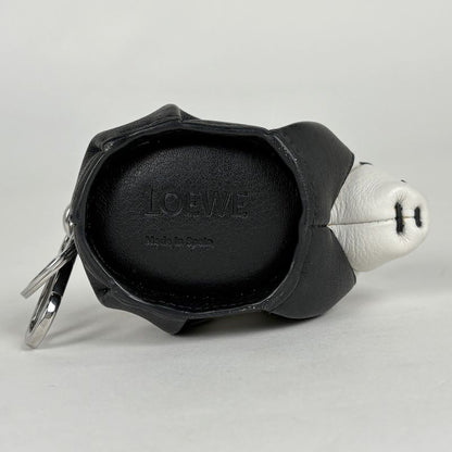Loewe Panda Charm Key Holder Bag Leather White Black