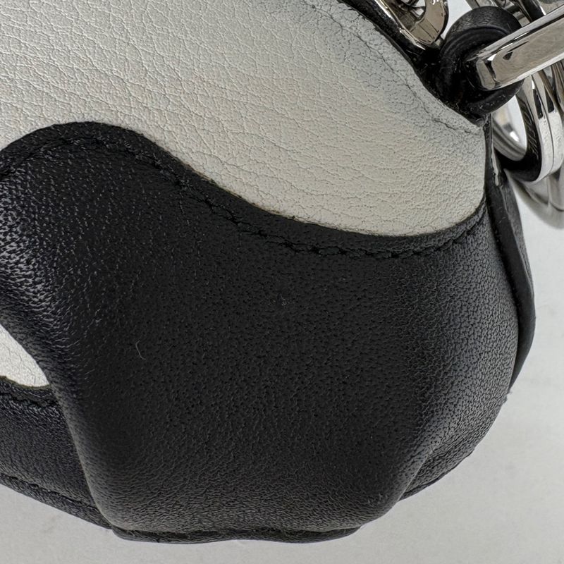 Loewe Panda Charm Key Holder Bag Leather White Black