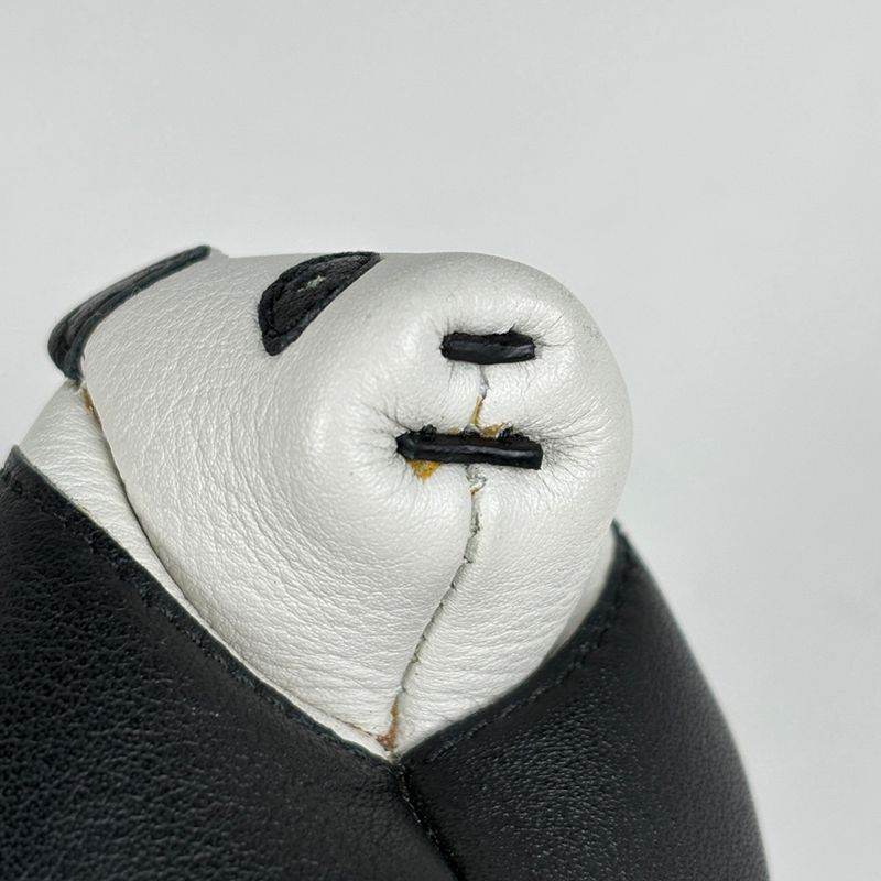 Loewe Panda Charm Key Holder Bag Leather White Black
