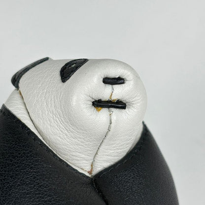 Loewe Panda Charm Key Holder Bag Leather White Black