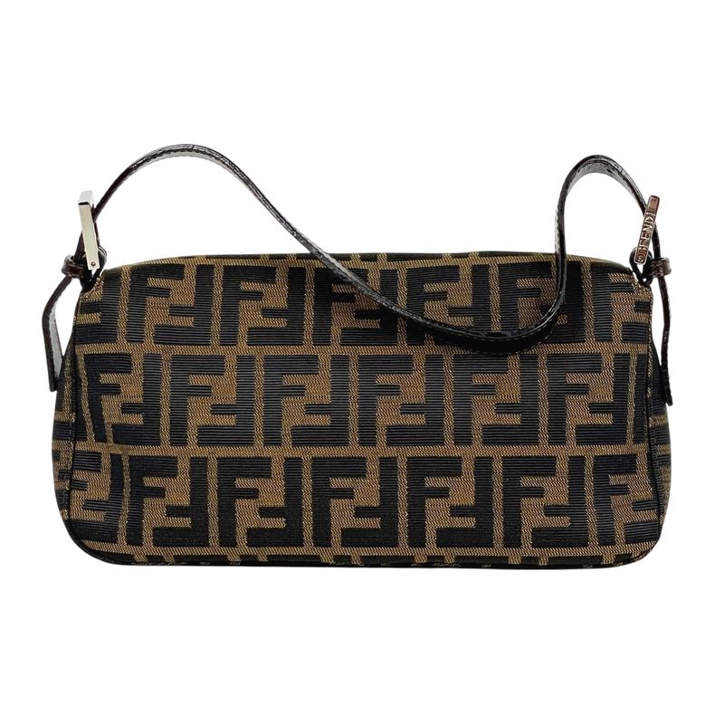 Fendi Zucca Pattern Mamma Baguette Shoulder Bag Canvas Brown