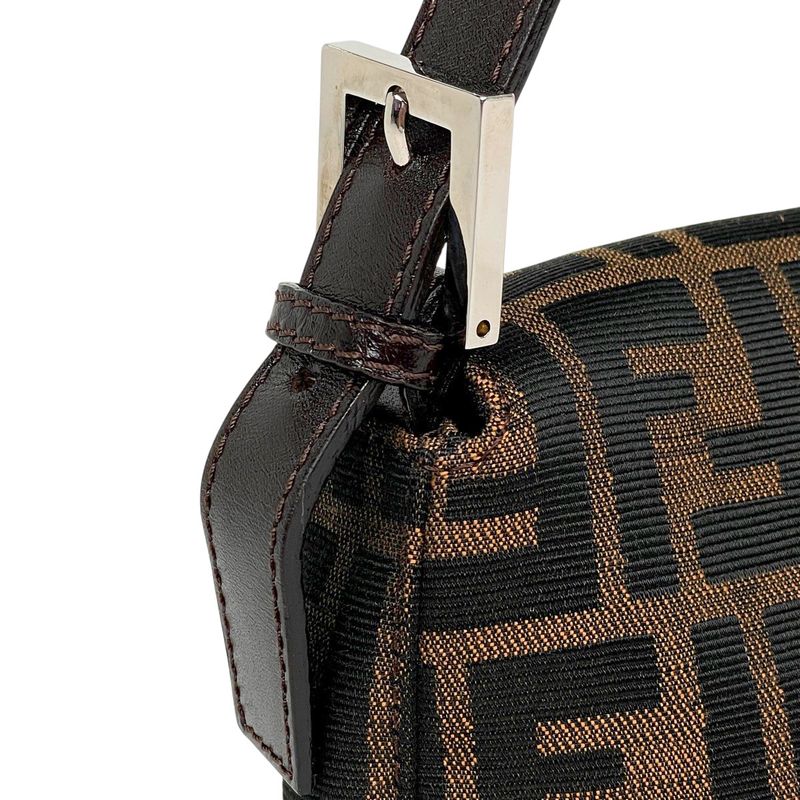 Fendi Zucca Pattern Mamma Baguette Shoulder Bag Canvas Brown