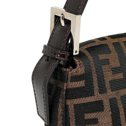 Fendi Zucca Pattern Mamma Baguette Shoulder Bag Canvas Brown