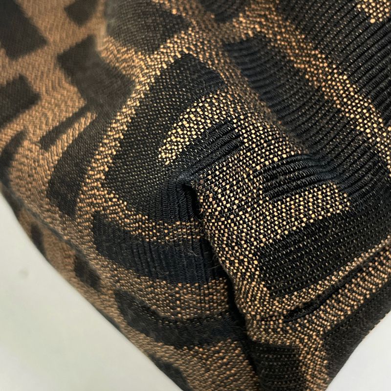 Fendi Zucca Pattern Shoulder Bag Canvas Brown