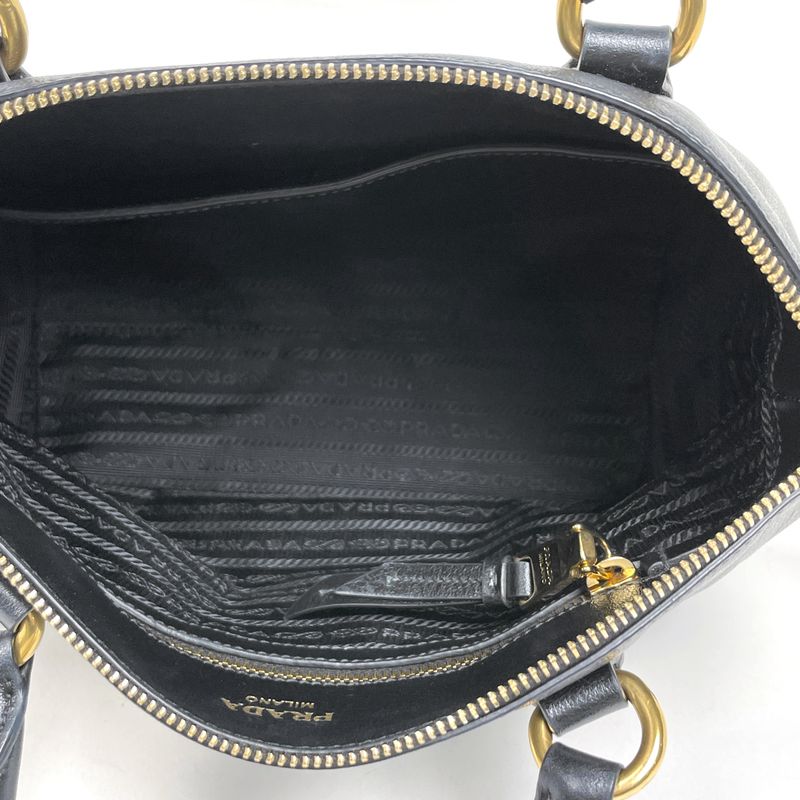 Prada Logo Handbag 2-Way Leather Nero