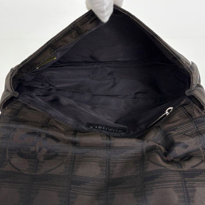 Chanel New Travel Line Waist Bag Nylon Jacquard Dark Brown