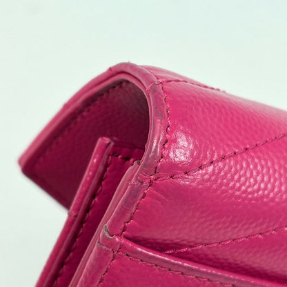 Saint Laurent Yves Logo Trifold Wallet Leather Pink