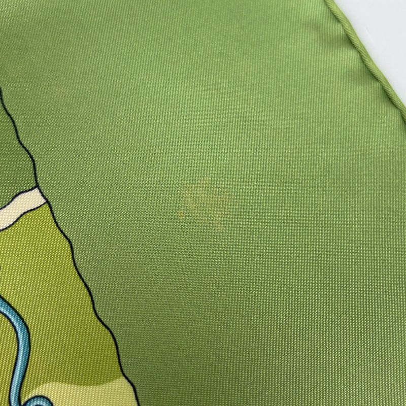 Hermes Carre 90 River Fertiles Fertile Scarf Silk Green Multicolor