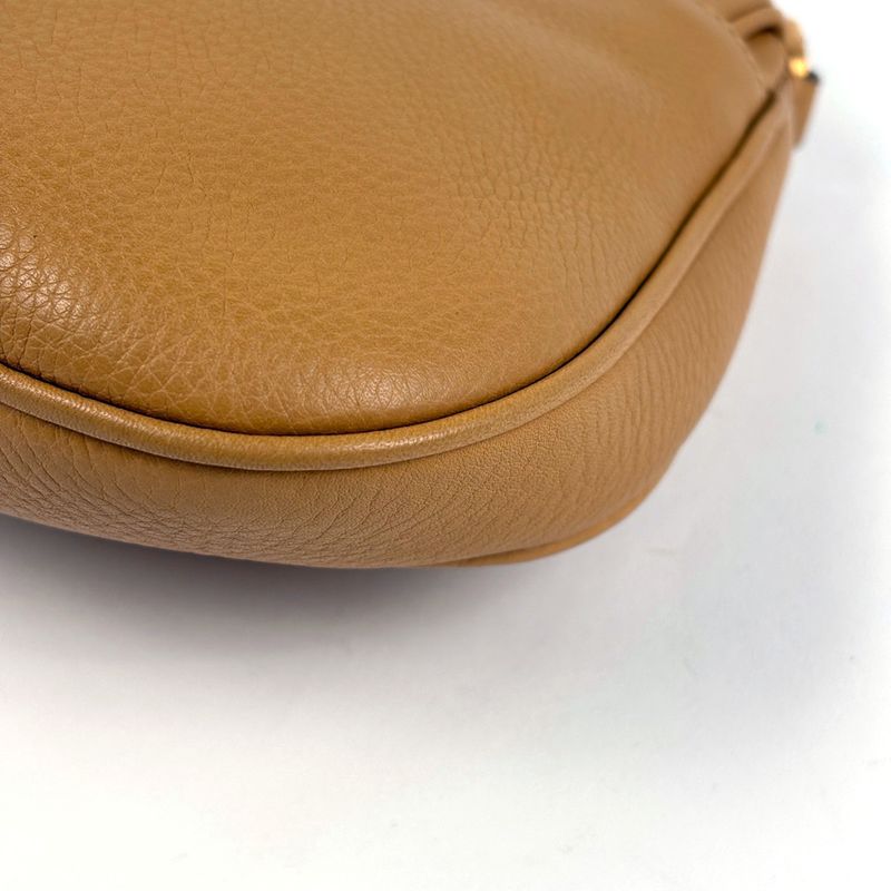 Prada Logo Chain Shoulder Bag Leather Camel