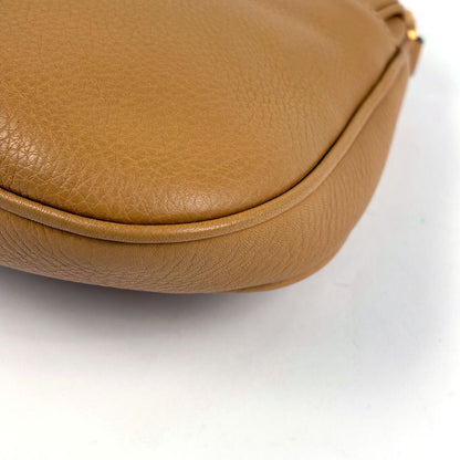 Prada Logo Chain Shoulder Bag Leather Camel