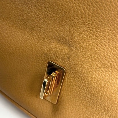 Prada Logo Chain Shoulder Bag Leather Camel
