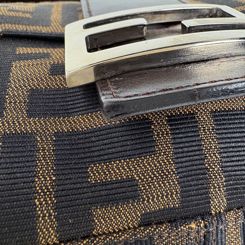 Fendi Zucca Pattern Mamma Baguette Shoulder Bag Canvas Brown