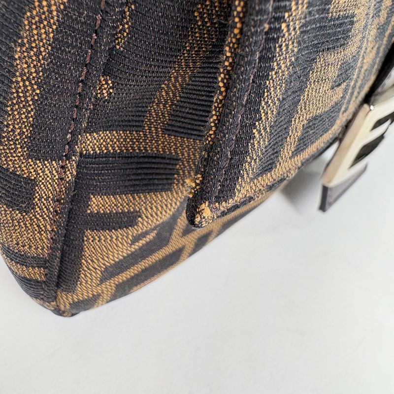 Fendi Zucca Pattern Mamma Baguette Shoulder Bag Canvas Brown