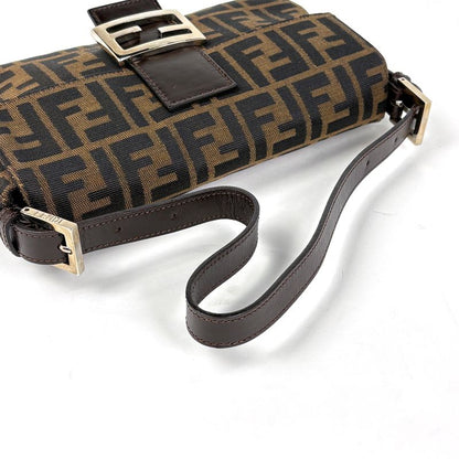 Fendi Zucca Pattern Mamma Baguette Shoulder Bag Canvas Brown