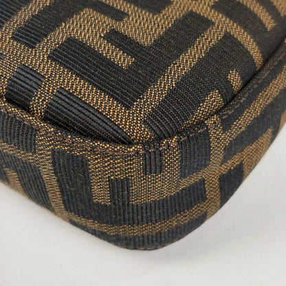 Fendi Zucca Pattern Mamma Baguette Shoulder Bag Canvas Brown