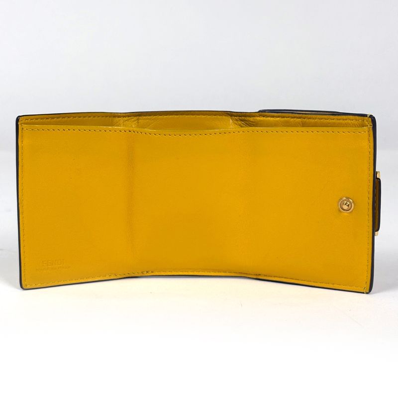 Fendi Baguette Micro Trifold Wallet Leather Yellow