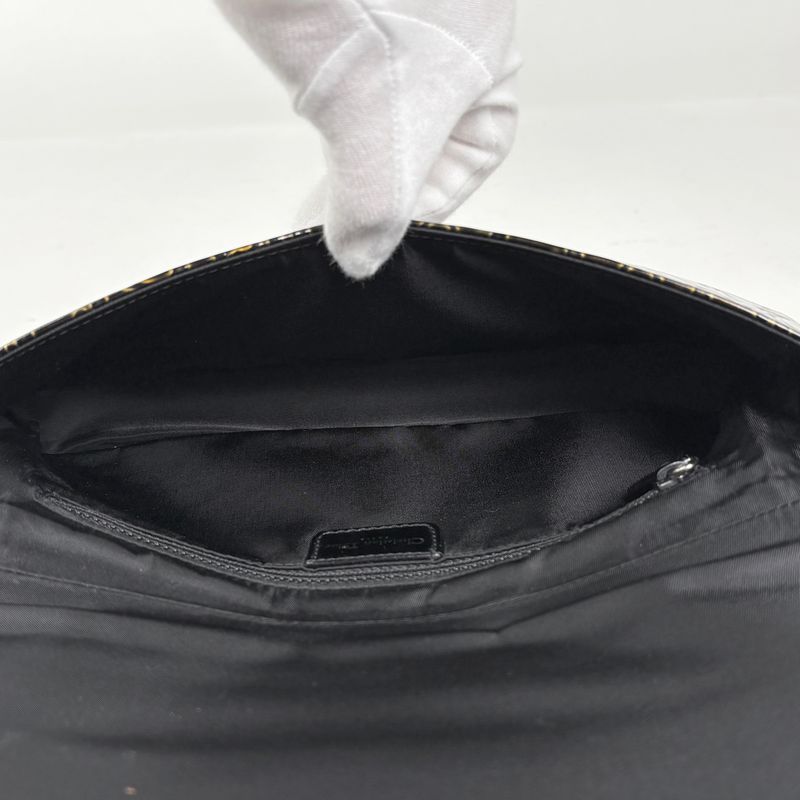 Dior Maris Pearl Shoulder Bag Trotter Bag Patent Leather Brown