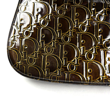 Dior Maris Pearl Shoulder Bag Trotter Bag Patent Leather Brown