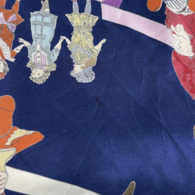 Hermes Carre 90 Hello Dolly Doll Scarf Silk Blue Multicolor