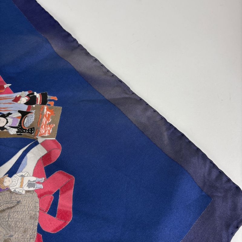 Hermes Carre 90 Hello Dolly Doll Scarf Silk Blue Multicolor