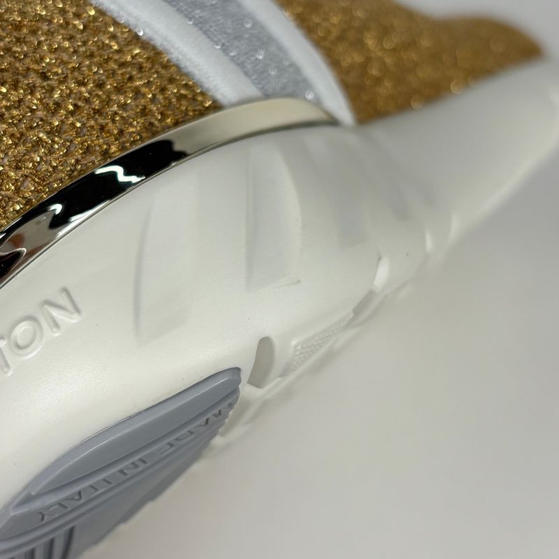 Louis Vuitton Logo Socks Sneakers Aftergame Line Shoes Fabric Gold