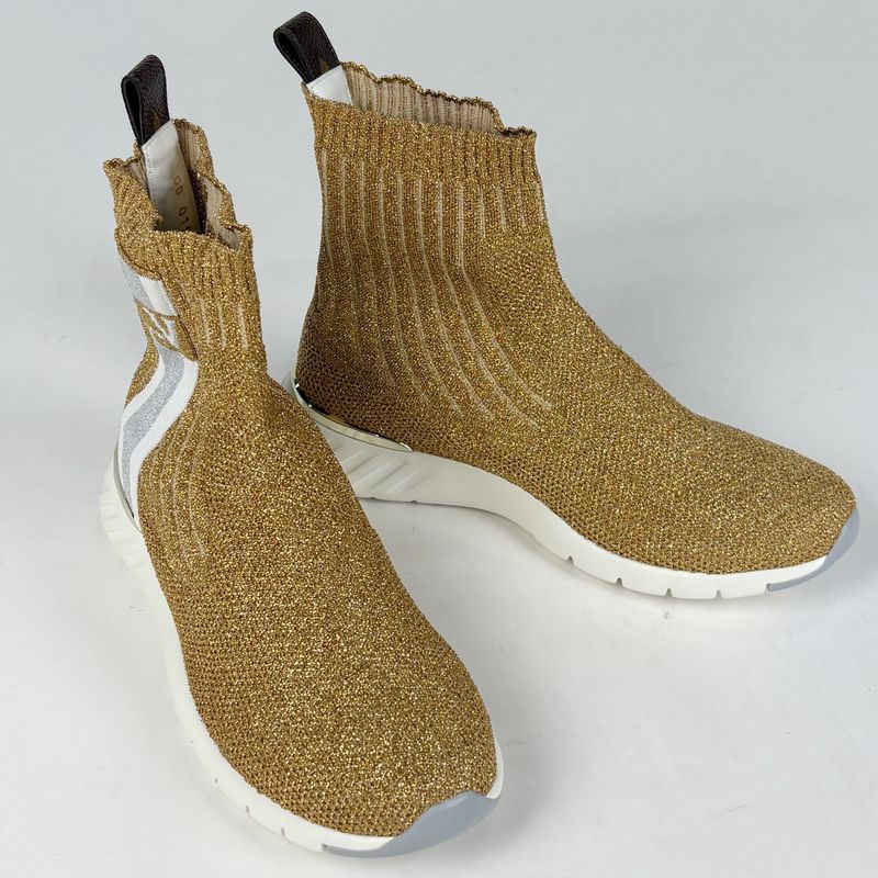 Louis Vuitton Logo Socks Sneakers Aftergame Line Shoes Fabric Gold