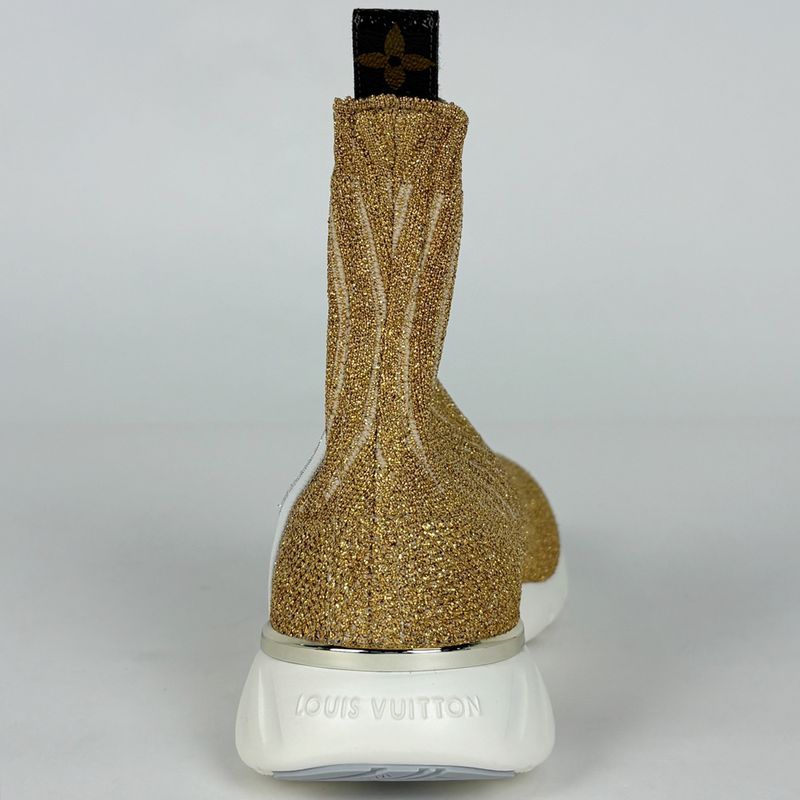 Louis Vuitton Logo Socks Sneakers Aftergame Line Shoes Fabric Gold
